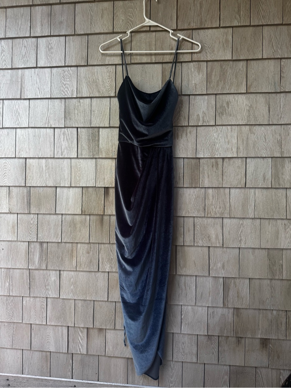 Shona Joy Black Velvet Cowl Neck Maxi Slip Dress